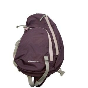 Eddie‎ Bauer Ripstop Purple Gray 14" Sling Backpack Mesh Pocket Adjustable Strap